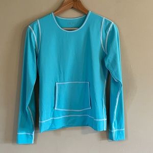 **SOLD** aqua blue athleta size small long sleeve nylon spandex activewear top